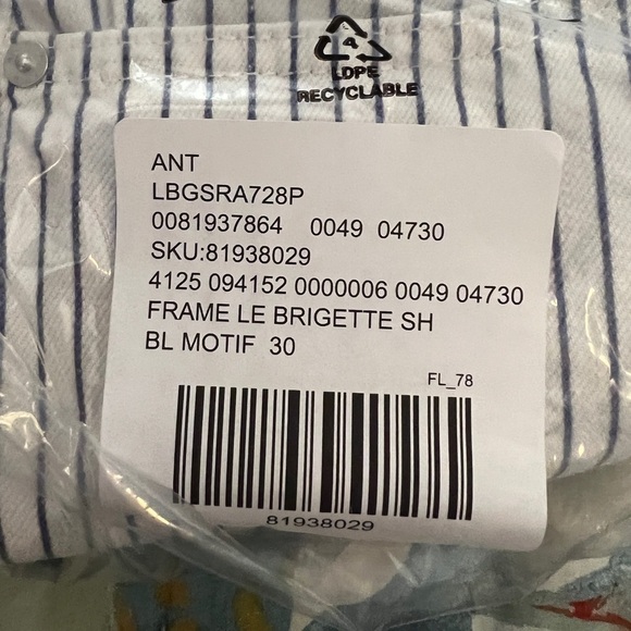 ANTHROPOLOGIE | FRAME 30 LE BRIGETTE JEAN SHORTS Blue Motif NWT - Picture 15 of 16